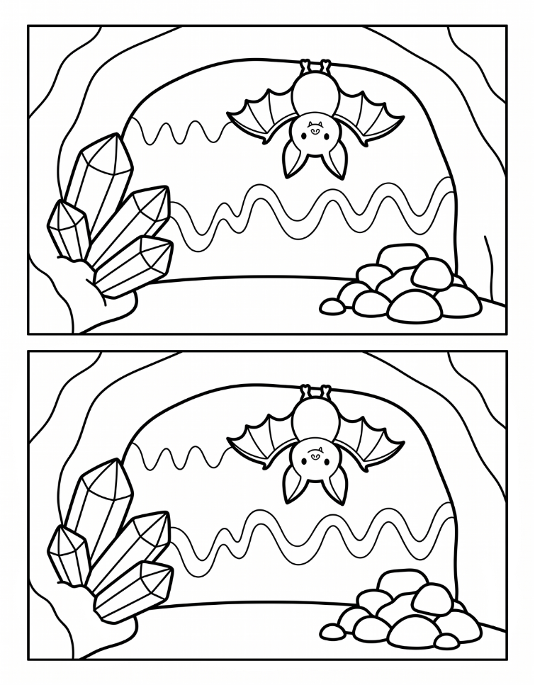 Beispielseite 2: Fehlersuchbild: eine Fledermaus in der Kristallhöhle